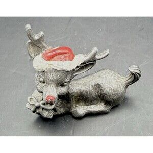Vintage Spoontiques Pewter Christmas Deer Miniature Figurine 1982